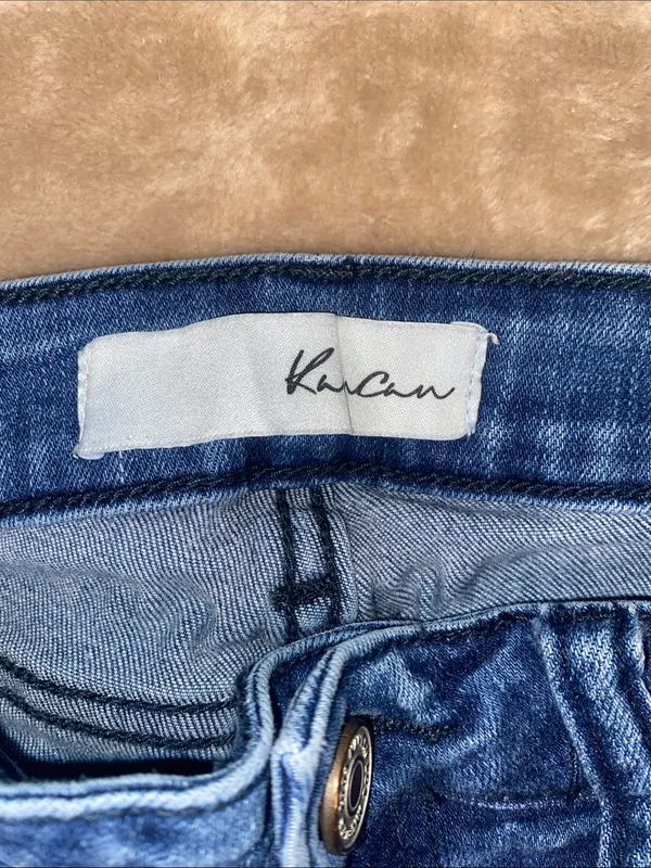 KanCan Medium Blue Distressed Raw Hem Skinny Jeans - Image 2