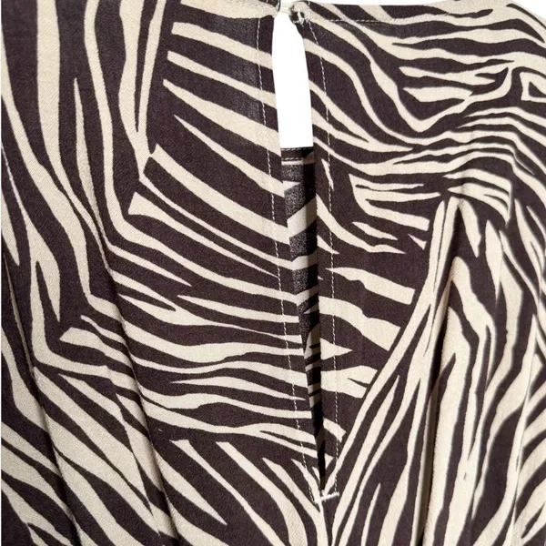 H&M Women's Zebra Print Long Sleeve Cinched Waist Mini Dress Size 14 - Image 6