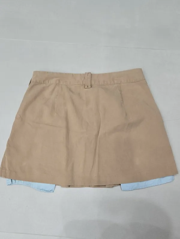Zara Women’s Denim Pleated Khaki Mini Skirt Size XS - Image 2