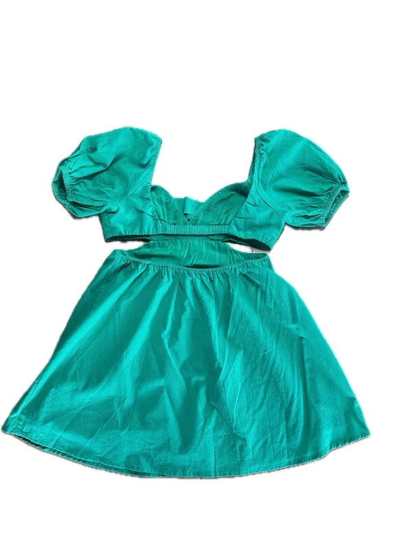 Petal And Pup Jeanelle Bust Pleat Cutout Mini Dress Green Medium - Image 2