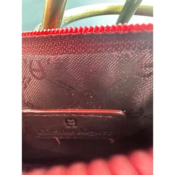 Etienne Aigner Red Croc Embossed Small Cosmetic Pouch Zip Clutch‎ bag EUC - Image 8
