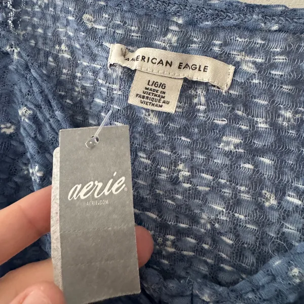 NEW!! American‎ Eagle Blue Floral AE Cinch-Front Cami - Image 5