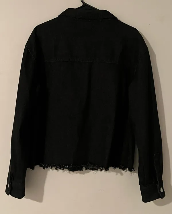 Black Denim Jacket Size L - Image 3