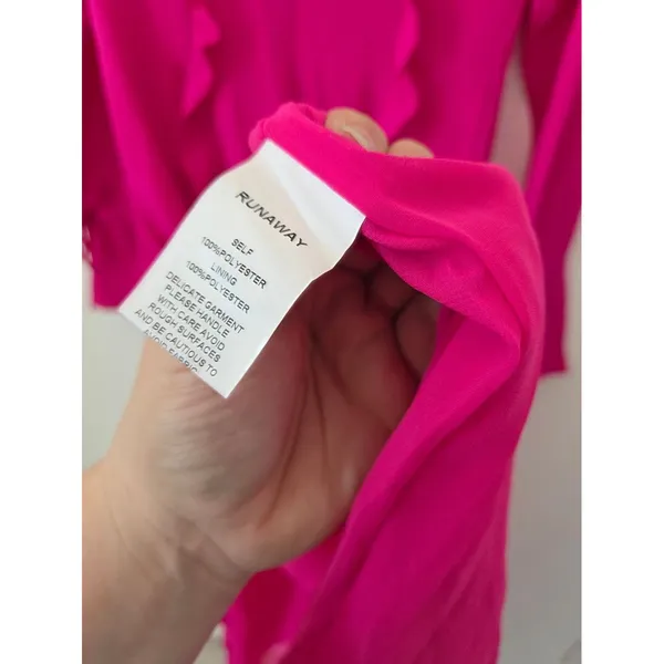 NEW Runaway The Label Oxana Dress Long Sleeve Hot Pink Ruffle Coquette Small - Image 8