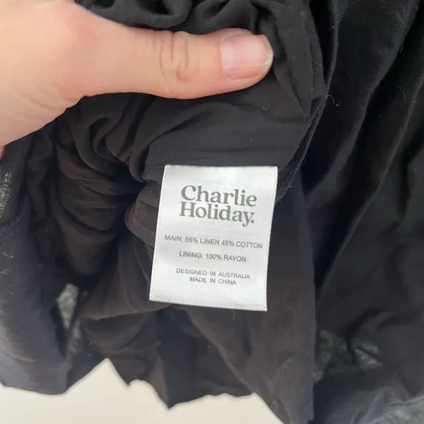 Charlie Holiday $124‎ Sonny knot front mini dress Black Balloon Sleeves Size 4 - Image 5