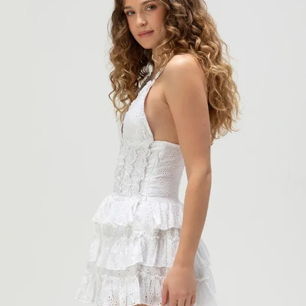 NWT Amy Jane London Iris Womens Eyelet Mini Dress - White Cotton S - Image 3