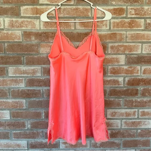 Victoria’s Secret Slip Dress Lingerie Medium Hot Pink Nightie Satin Lace Barbie - Image 4