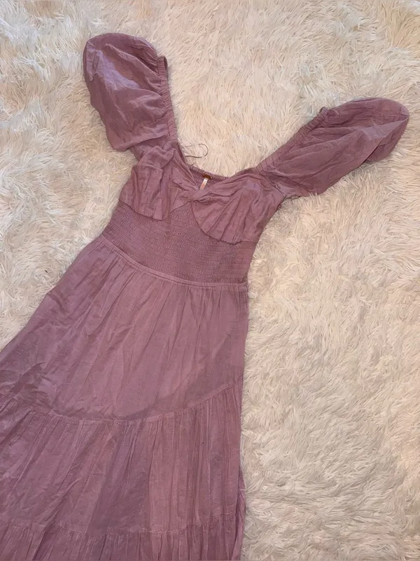 NWOT Free People Short Sleeve Sundrenched purple lavender Maxi Dress sz S - Image 5