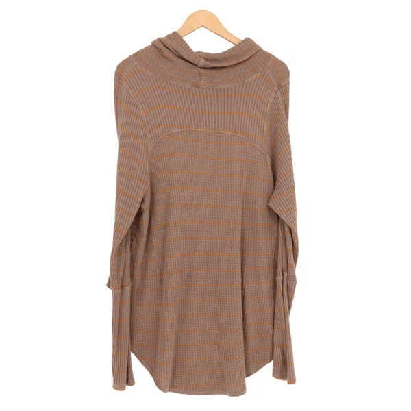 Free‎ People We The Free Wildcat Thermal Top Womens Brown Waffle Knit Cowl Neck - Image 5