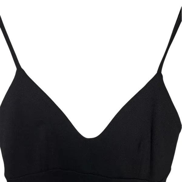 Lulus Dress Womens XS Black Bodycon Midi Deep V-Neck Spaghetti Strap Zip - Image 5