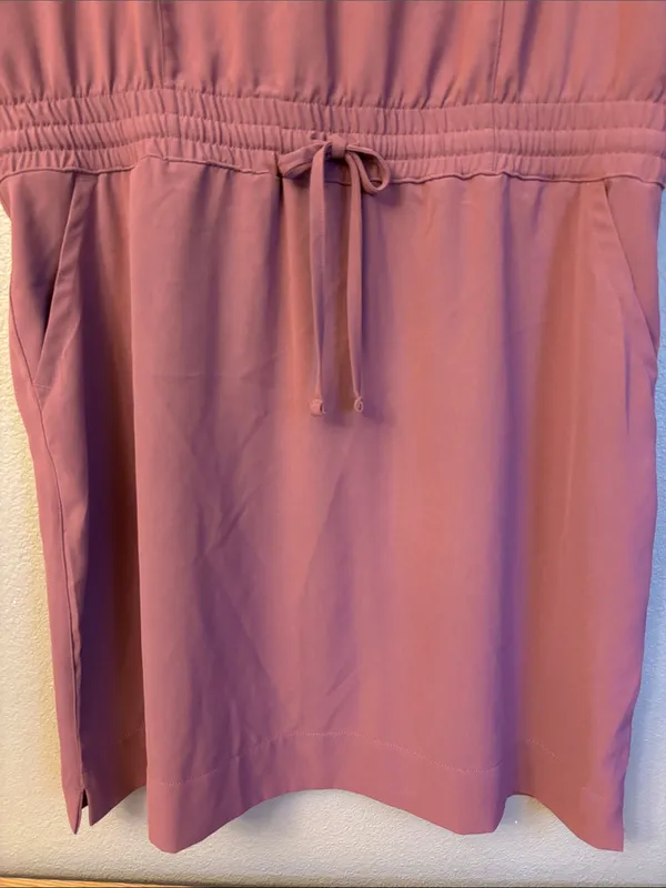32 Degrees Cool Large Elastic Waist Shirt Dress Mauve Pink Scoop Neck Pockets - Image 7