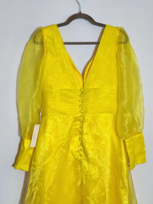 TS Couture Yellow Organza Evening Maxi Dress Size Medium NWT Flaw - Image 7