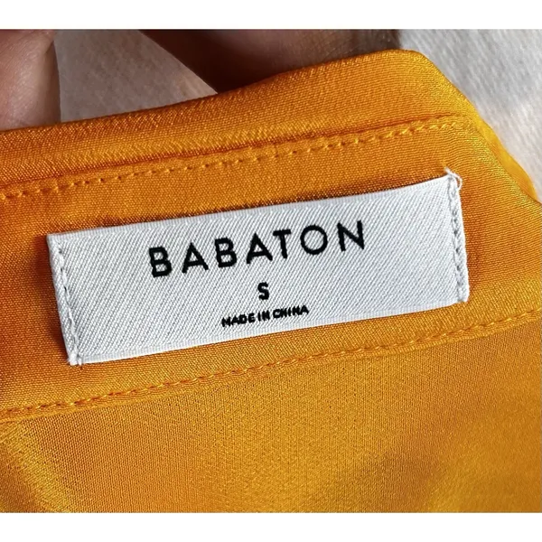 Babaton Aritzia 100% Silk Orange Button Down Blouse Women’s Size Small - Image 6
