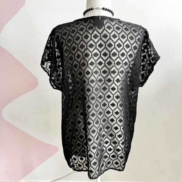 Black Mesh Sheer Top Grunge Witchy Gothic Whimsigoth Small‎ - Image 3