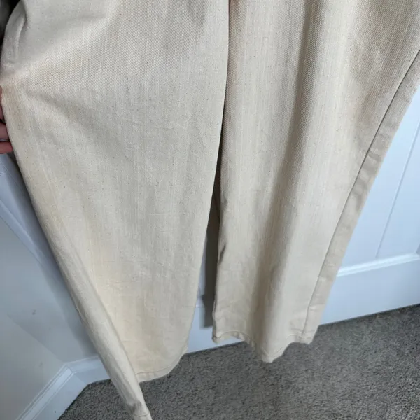 Anthropologie Moon River cream denim belted halter wide leg jumpsuit‎ small chic - Image 6