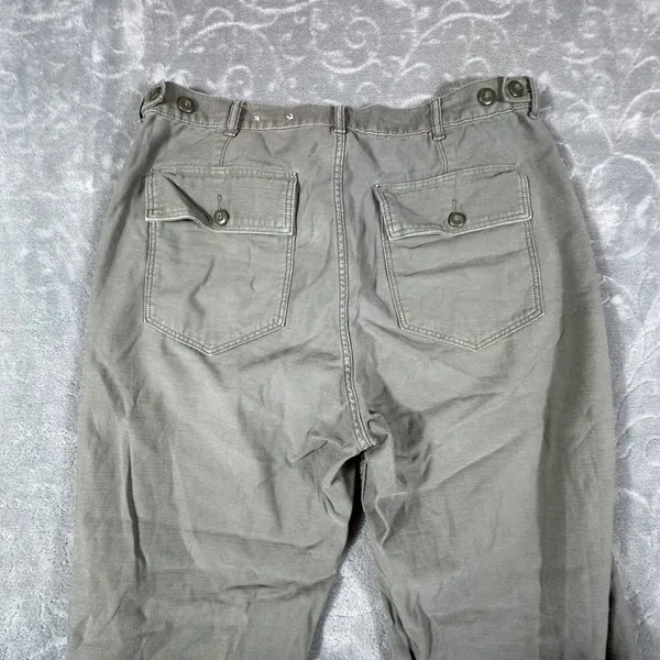 American Eagle Women 14 Olive Green Utility Cargo Pants High Rise Button Fly - Image 5