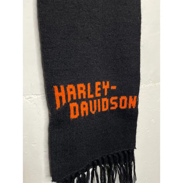 Vintage Harley- Davidson Acrylic Scarf Black Orange made in USA - Image 2