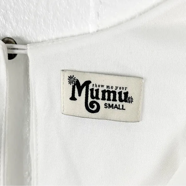 SHOW ME YOUR MUMU Donna Michelle White V-Neck Tunic Top Small Casual Neutral - Image 3