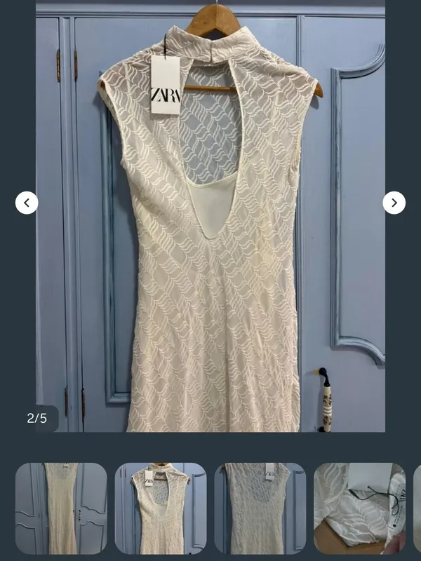 Zara White Cap-Sleeve Maxi Dress - Image 3