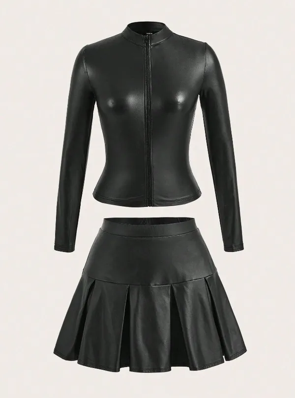 Long Sleeve Top & Mini Skirt Set - Image 4