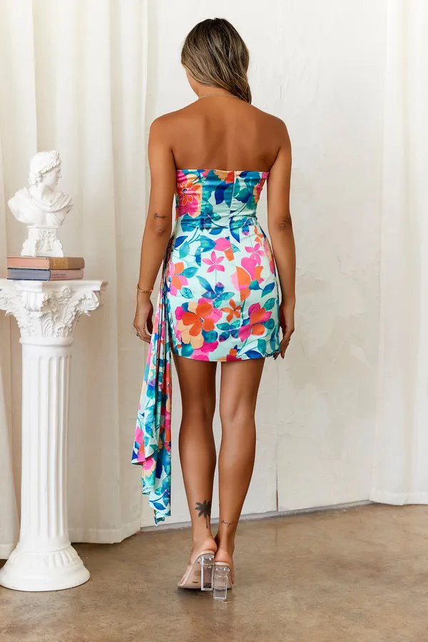 HELLO MOLLY Mint/Pink Happiness Strapless Mini Dress - Image 4
