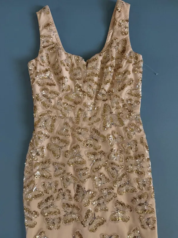 NWT Dress The Population Goldie Sequin Butterfly Champagne Multi Column Gown‎ - Image 6