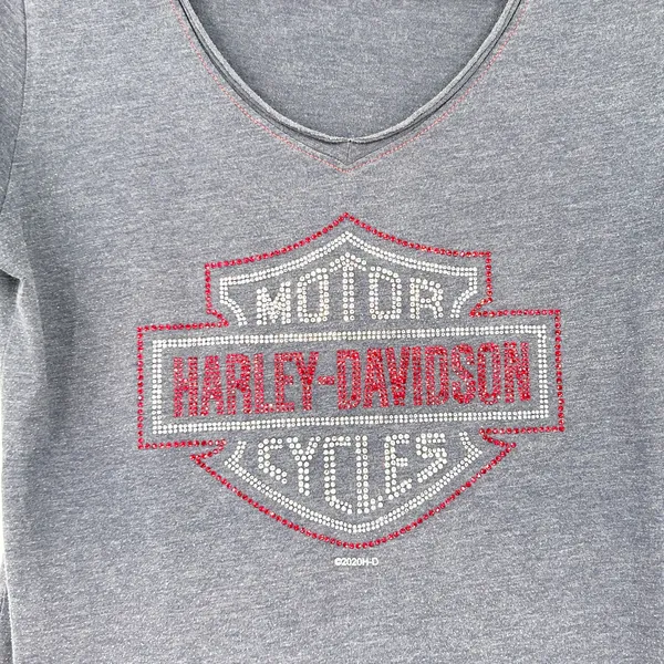 Harley Davidson Motorcycles Womens‎ Y2K Bravado Rhinestone Short Sleeve Tee M - Image 2