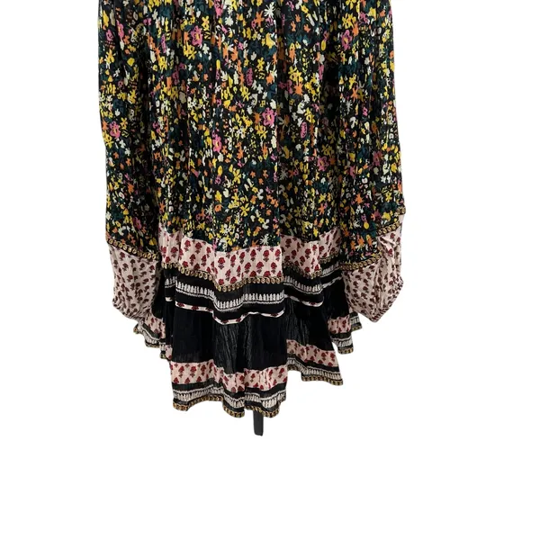 Free People Gardenia Tunic Top Floral Print Long Sleeve Black‎ Combo Size Large - Image 11
