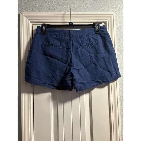 Willi‎ Smith Linen Shorts Women 10 Navy Blue Flat Front Casual Summer Coastal - Image 2