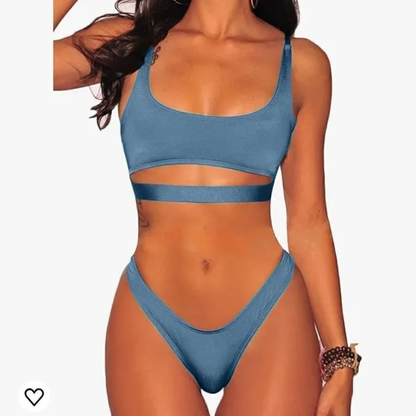 Brazilian Style Shimmery Blue Bikini Set Size Large (NWOT) - Image 3
