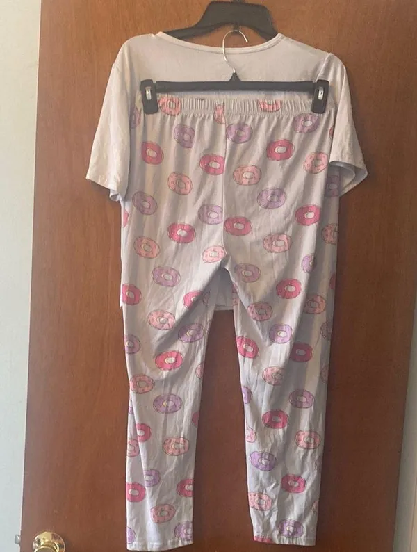 Donut Wake Me Up Juniors Pajamas - White and Pink - Image 2