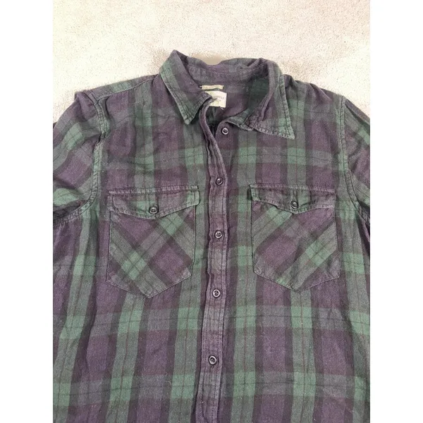 womens ralph lauren denim & supply navy green‎ plaid xl shirt Button Up Blouse - Image 3