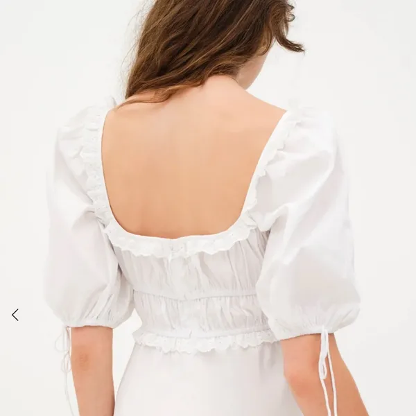 Graduation For Love And Lemons Jackson White Cottagecore Puff Sleeve Mini Dress - Image 3