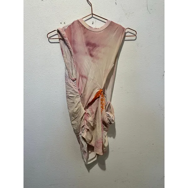 JONATHAN SIMKHAI Pink White Marble Draped Asymmetrical Top size Large - Image 2