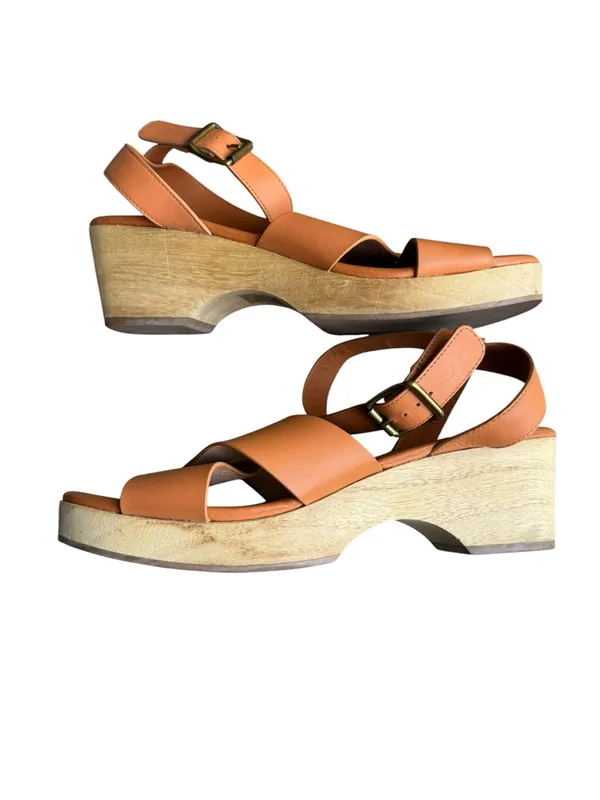 Everlane - The Clog Sandal Cognac Leather Platform Shoes Sz 10 - Image 7