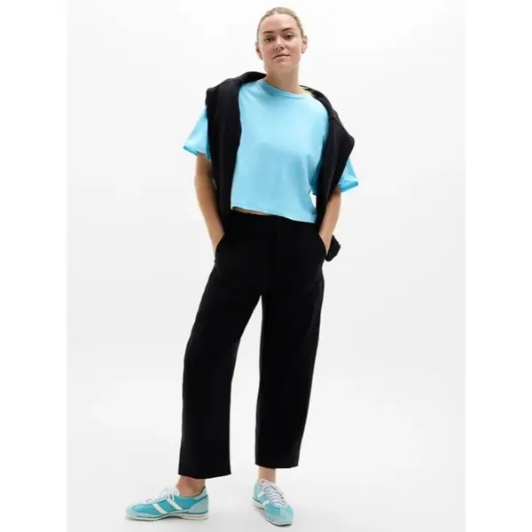 Athleta S True Cotton Crop Tee Aqua Blue Small Regular - Image 4