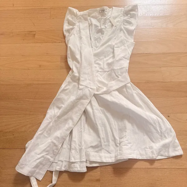 NWT Madewell Ruffle-Sleeve Wrap Mini Dress Medium (color lighthouse) - Image 2