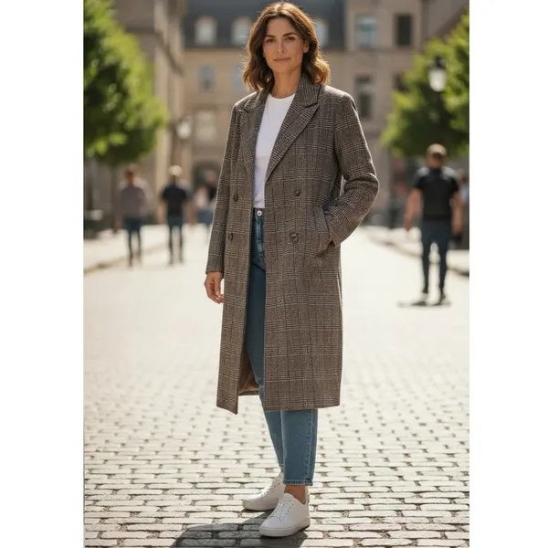Commense valor plaid oversized overcoat NEW XS Brown - Image 2