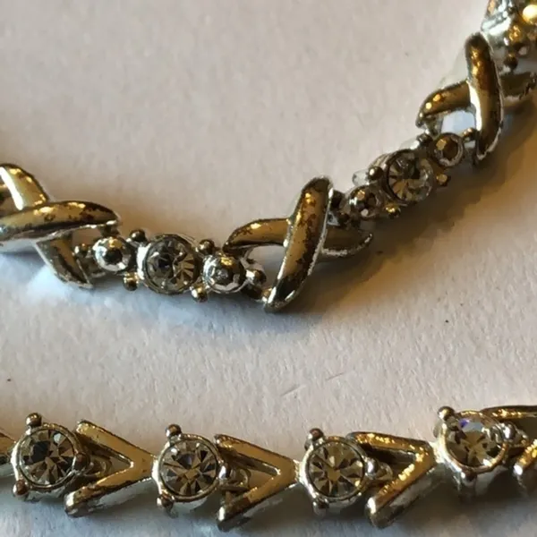 2 Vintage Avon Silver Tone & Clear CZ Rhinestone Bracelets - Image 4