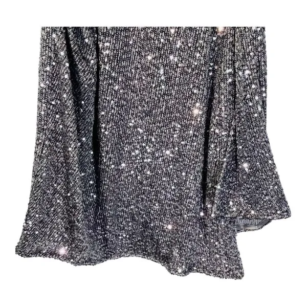 Heartloom‎ Sequin Mini Dress Women Large Silver Wrap V-Neck Cap Sleeve Party New - Image 11