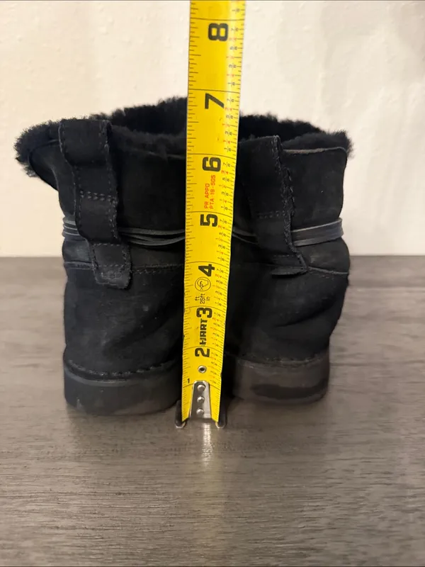 UGG Women Black Suede Shearling Lined Tie Ankle Boots Size 8 - Image 12