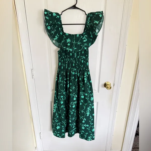 Hill House Akilah Midi Dress in Green Botanical - Image 3