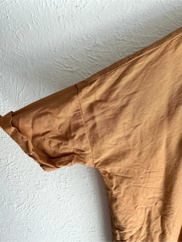 Free People Oversized Tunic Top M/L Rust Orange Boho Lagenlook Slouchy - Image 4