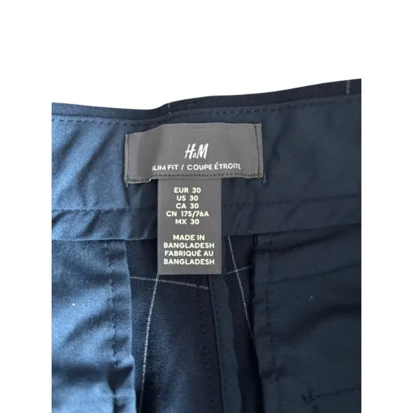 H&M Women's Navy Blue Slim Fit Coupe Pants - Image 4