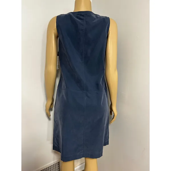 Maggy London Blue Faux Suede Button Front Shift Dress Sleeveless Sz 4 NWT - Image 4