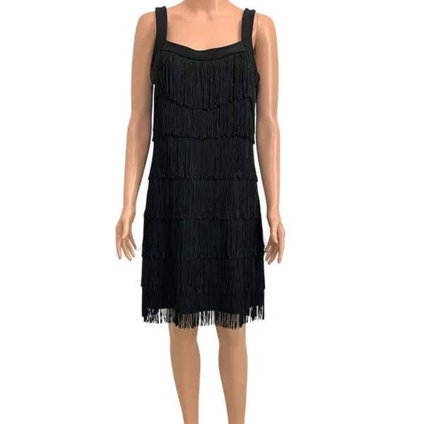 Express small fringe flapper cocktail mini dress costume D2 3426 - Image 2
