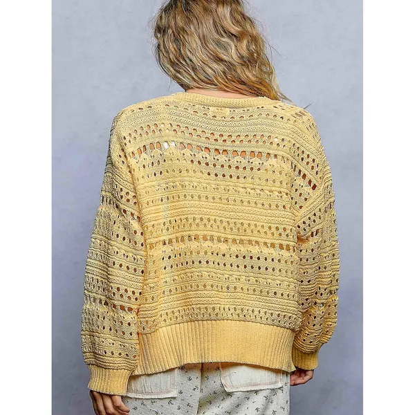 POL Open-Knit Floral Button‎ Cardigan - Large - Image 4