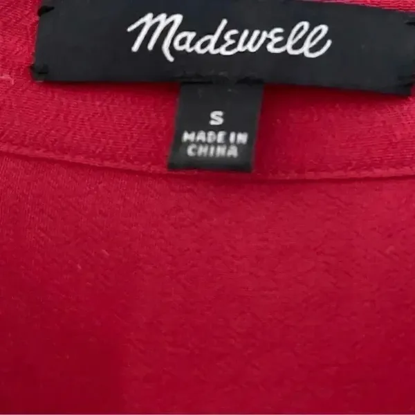 Madewell Bicoastal in Crimson Boxy Festival Boho Shirt Women’s Dress S # 1008 - Image 15