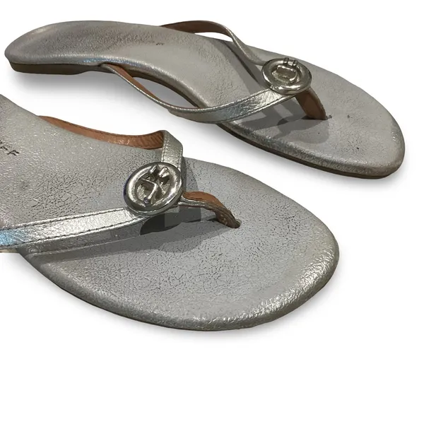 Silver Strap Thong Sandals Size 6 - Image 2