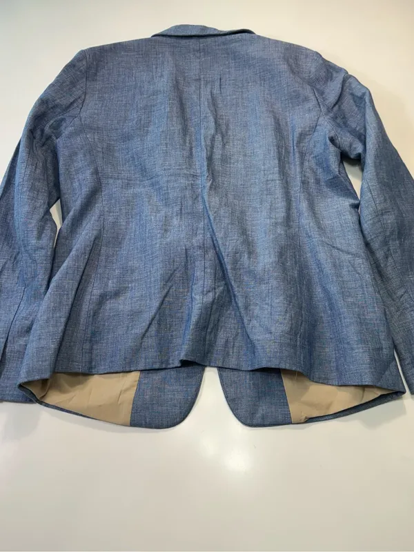 LOFT Linen Cotton Blend Light Blue Tailored Linen-Blend Blazer Size 10 - Image 8